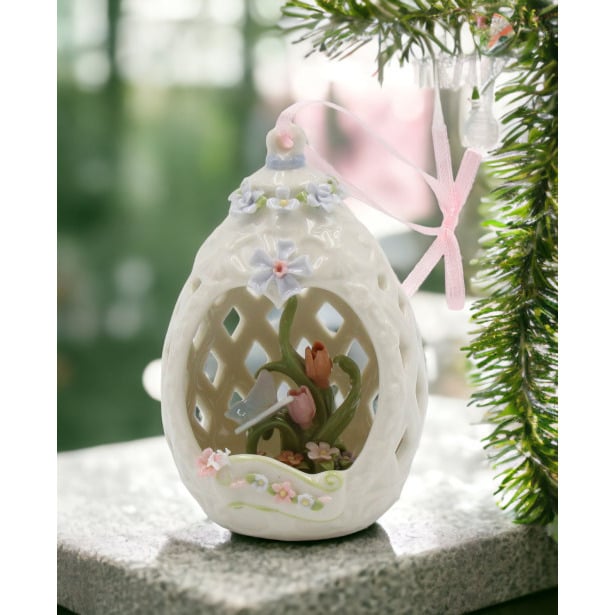 Ceramic Butterfly Flower Egg Dome Ornament 2.875" Home Kitchen Image 1