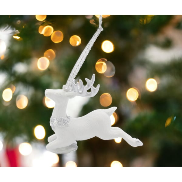 Ceramic Silver Reindeer Ornament 3.5 inches  Mom Image 1