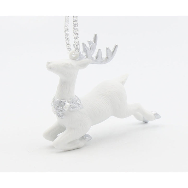 Ceramic Silver Reindeer Ornament 3.5 inches  Mom Image 2