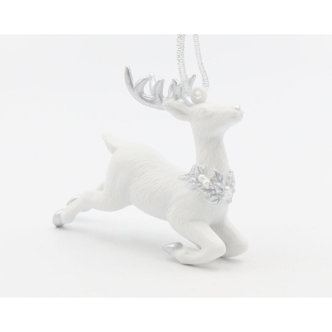 Ceramic Silver Reindeer Ornament 3.5 inches  Mom Image 3