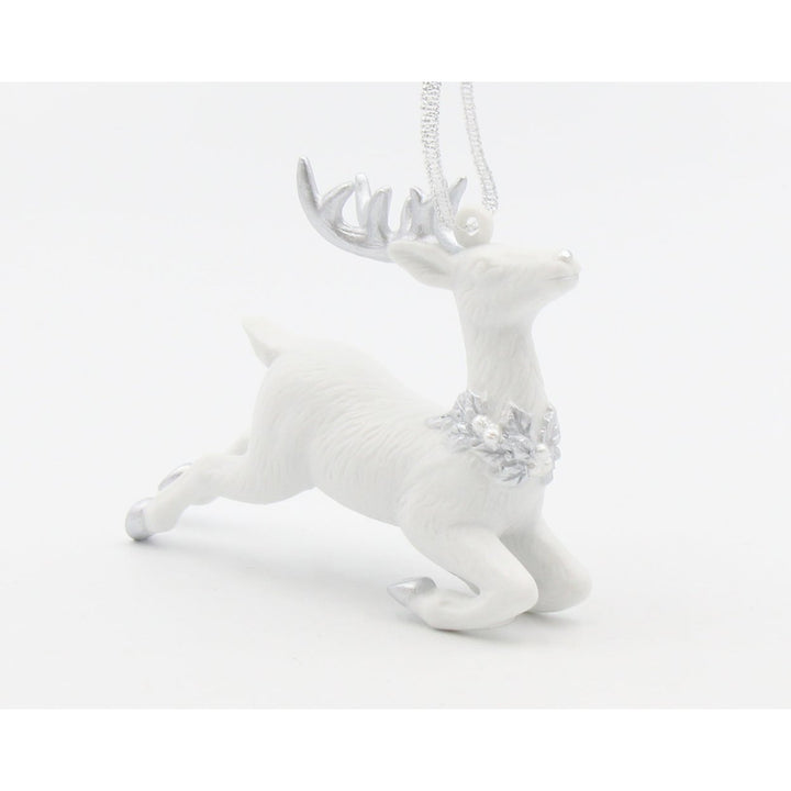 Ceramic Silver Reindeer Ornament 3.5 inches  Mom Image 3