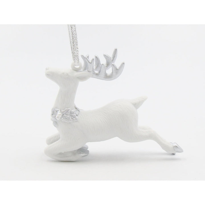 Ceramic Silver Reindeer Ornament 3.5 inches  Mom Image 4