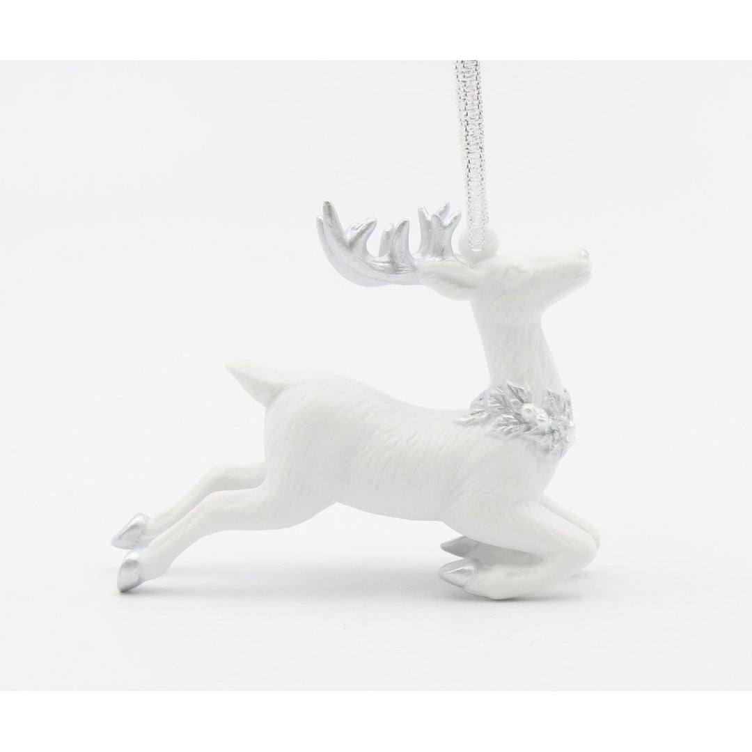 Ceramic Silver Reindeer Ornament 3.5 inches  Mom Image 4