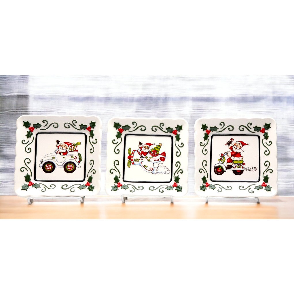 Ceramic Santa Plates Set of 3 Holiday 5.5 inches Image 2