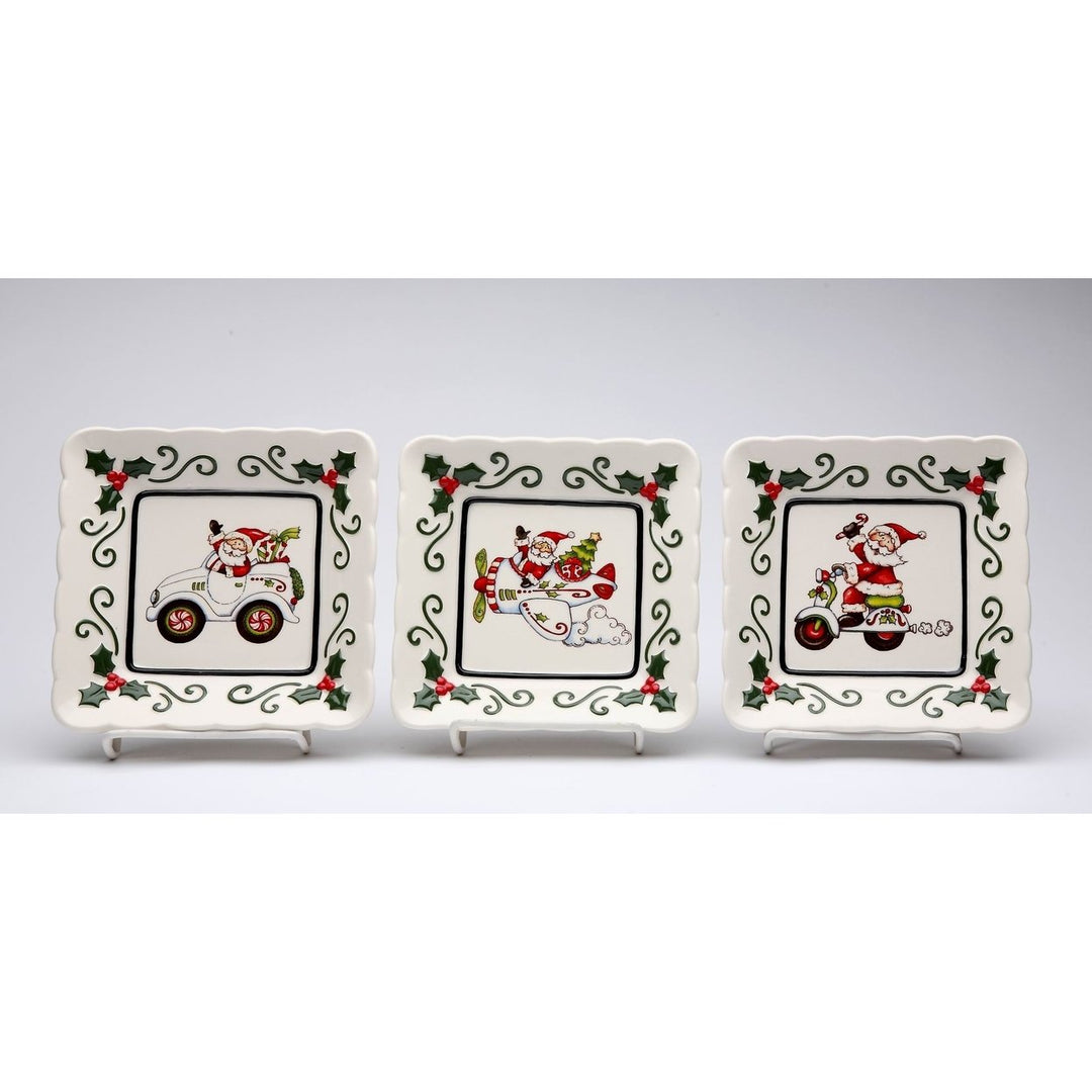 Ceramic Santa Plates Set of 3 Holiday 5.5 inches Image 3