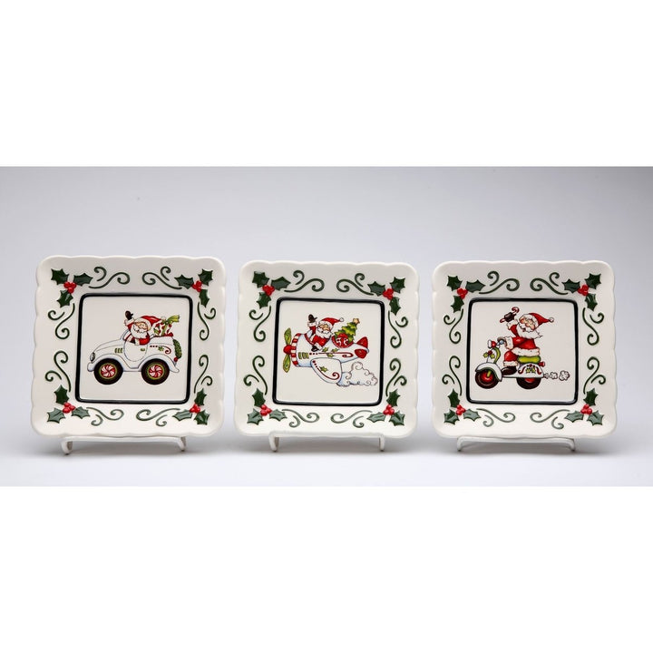 Ceramic Santa Plates Set of 3 Holiday 5.5 inches Image 3