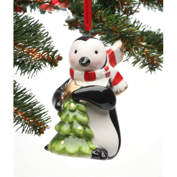 Ceramic Penguin Ornament Christmas Tree 1.75x2x3.5 Image 2