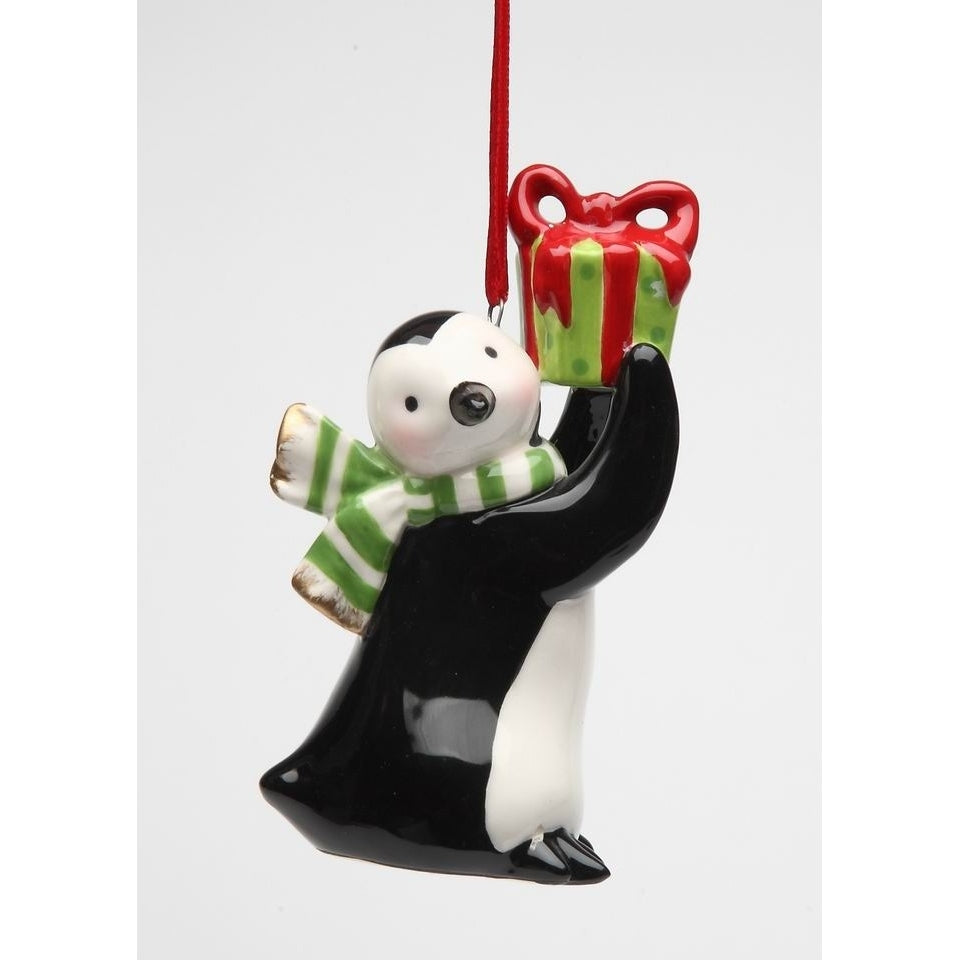 Ceramic Penguin Ornament With Gift Home D cor  Kitchen D cor Christmas D cor Image 3