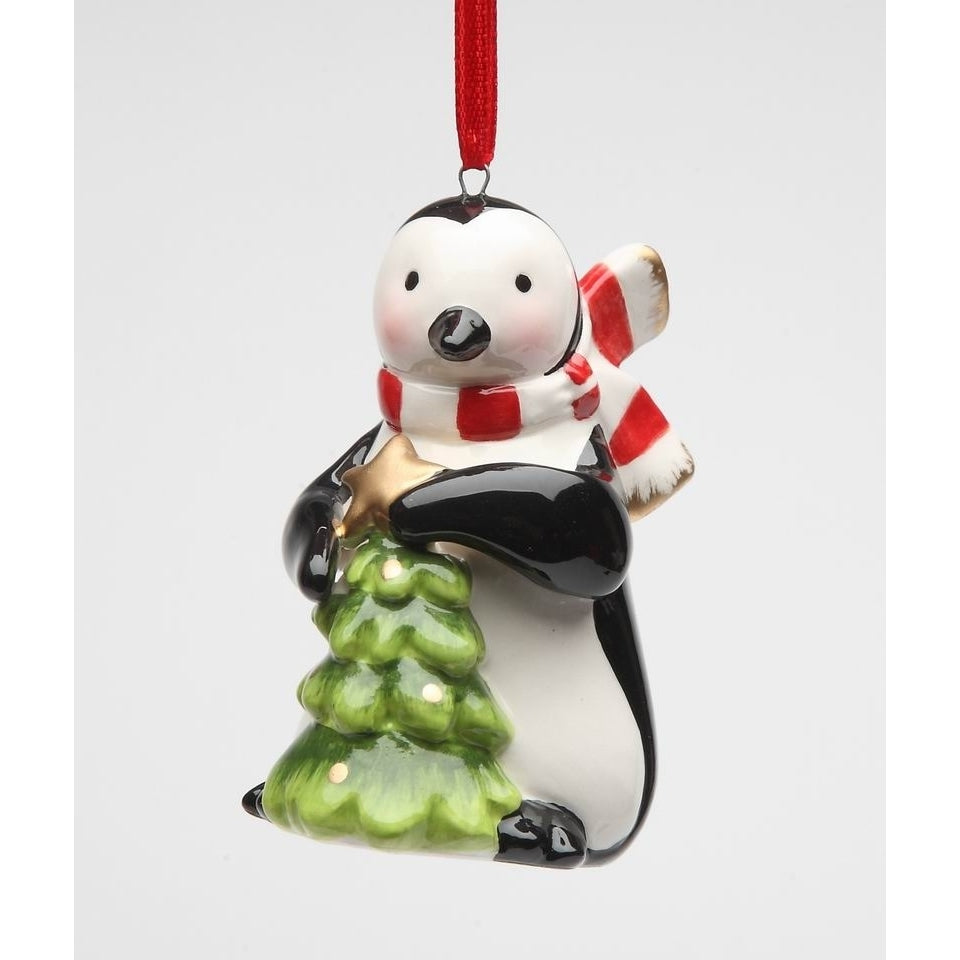 Ceramic Penguin Ornament Christmas Tree 1.75x2x3.5 Image 3