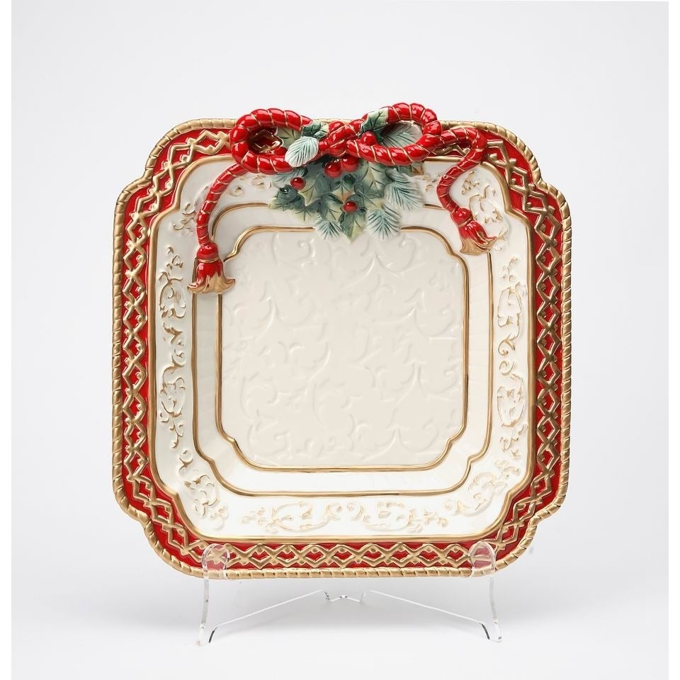 Ceramic Poinsettia Dessert Plate 11.5 inch Holiday Image 2