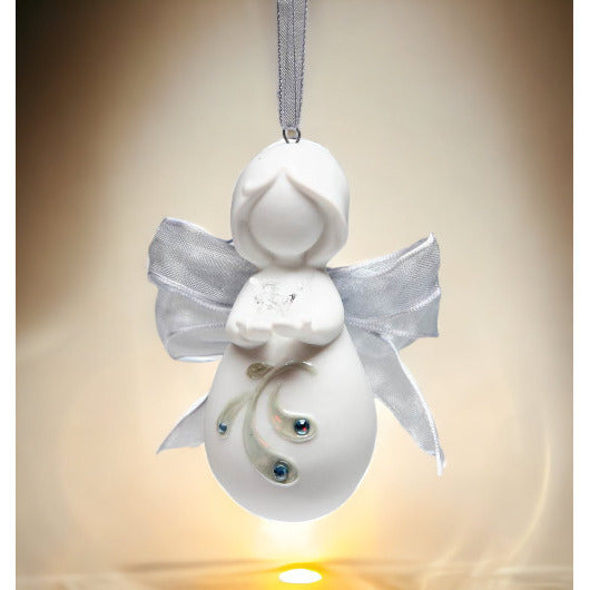 Ceramic Little Angel with Peace Dove Christmas Tree OrnamentHome DcorReligious DcorReligious GiftChurch Dcor, Image 1