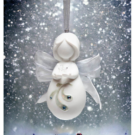 Ceramic Little Angel with Peace Dove Christmas Tree OrnamentHome DcorReligious DcorReligious GiftChurch Dcor, Image 2