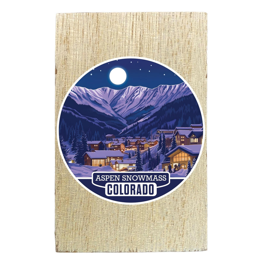 Aspen Snowmass Colorado Design B Souvenir Wooden 2" x 3" Fridge Magnet Image 1