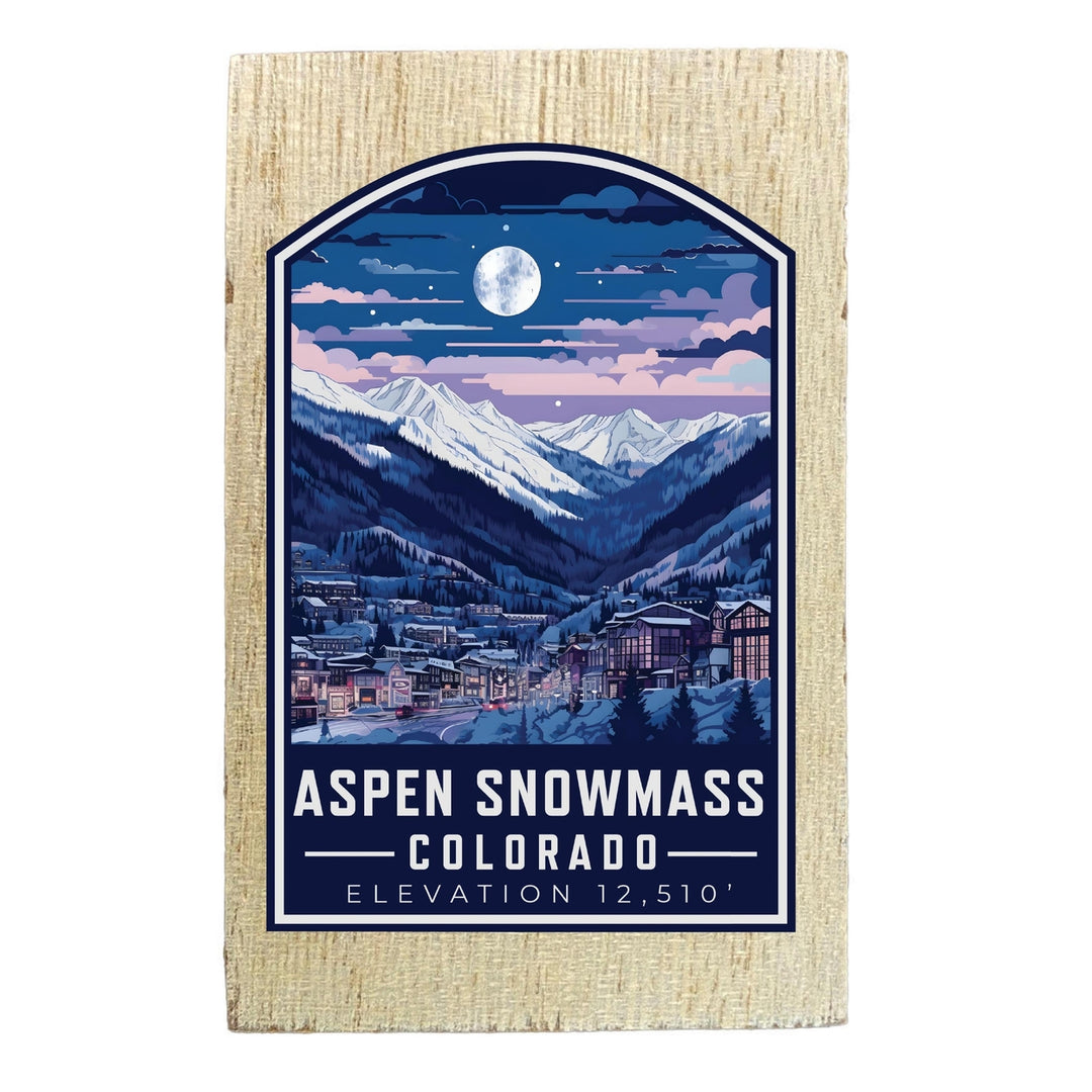 Aspen Snowmass Colorado Design C Souvenir Wooden 2" x 3" Fridge Magnet Image 1