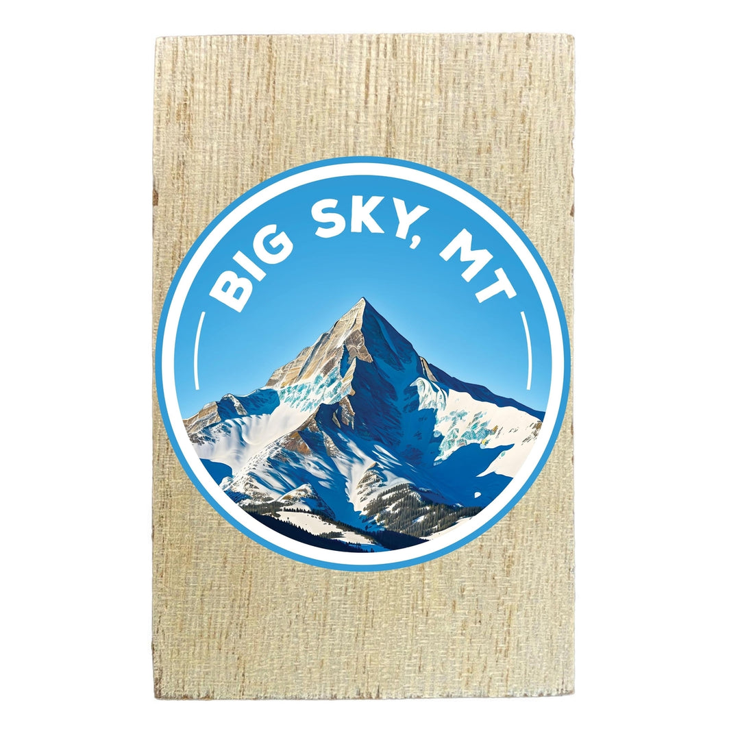 Big Sky Montana Snowy Mountain Design Souvenir Wooden 2" x 3" Fridge Magnet Image 1