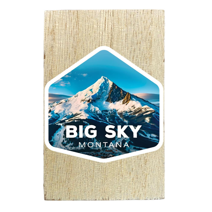 Big Sky Montana Mountain Design Souvenir Wooden 2" x 3" Fridge Magnet Image 1