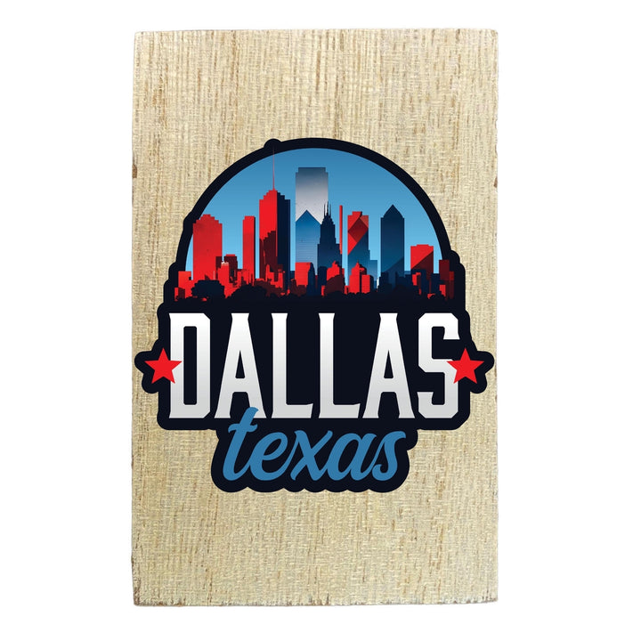 Dallas Texas Design B Souvenir Wooden 2" x 3" Fridge Magnet Image 1