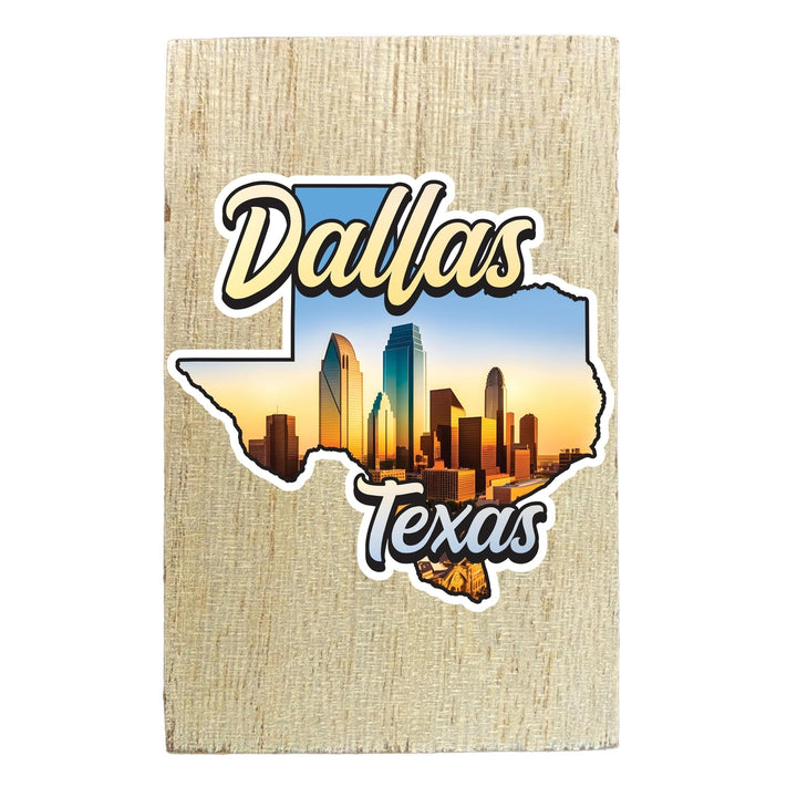 Dallas Texas Design A Souvenir Wooden 2" x 3" Fridge Magnet Image 1