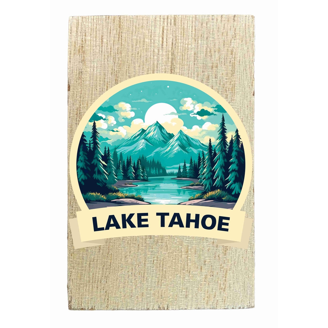 Lake Tahoe California Design A Souvenir Wooden 2" x 3" Fridge Magnet Image 1