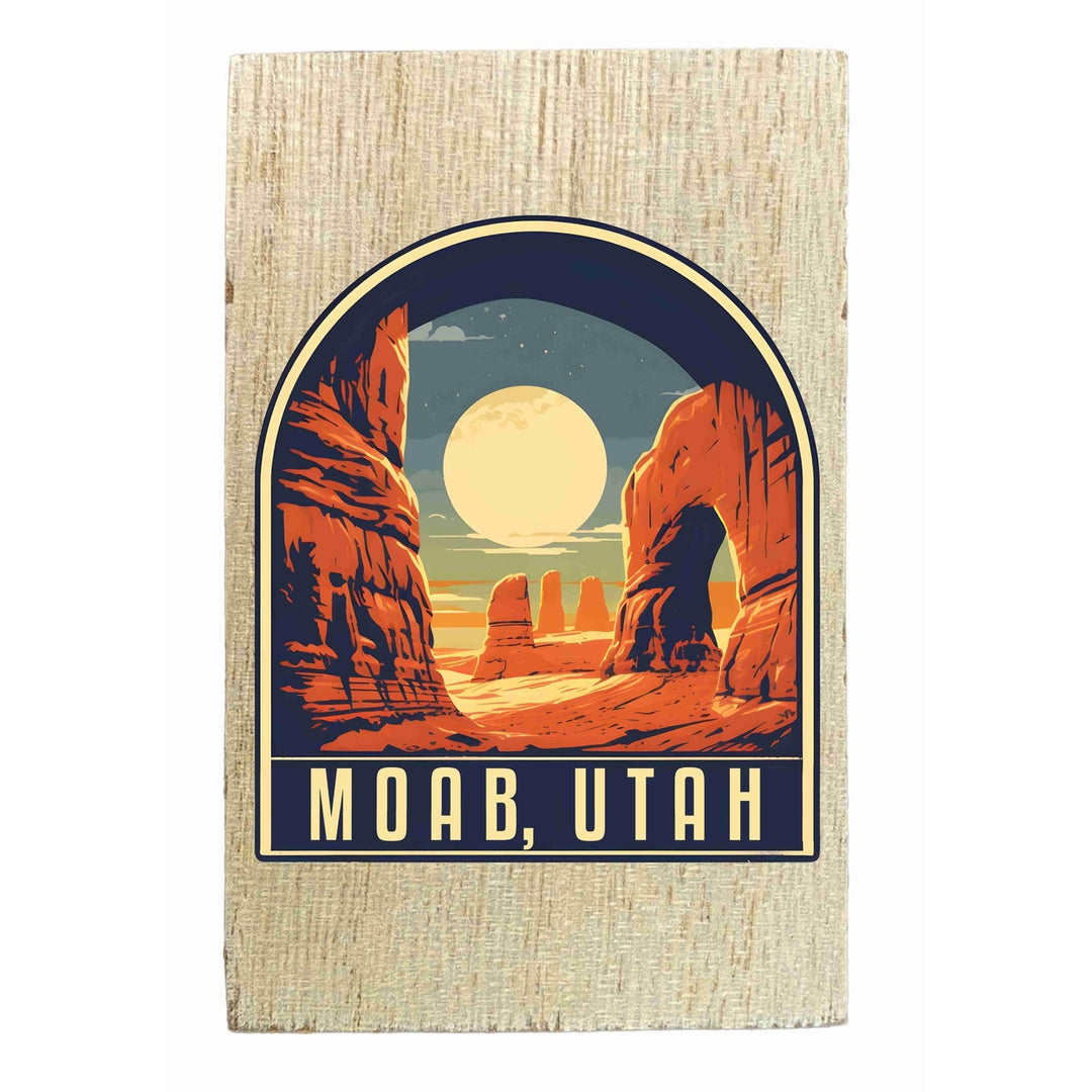 Moab Utah Design B Souvenir Wooden 2" x 3" Fridge Magnet Image 1