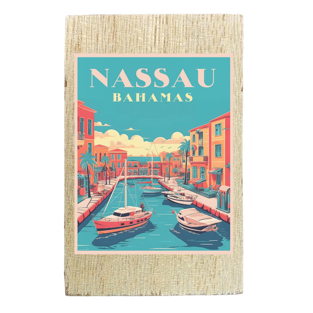 Nassau the Bahamas Design B Souvenir Wooden 2" x 3" Fridge Magnet Image 1