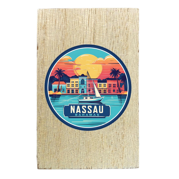 Nassau the Bahamas Design A Souvenir Wooden 2" x 3" Fridge Magnet Image 1