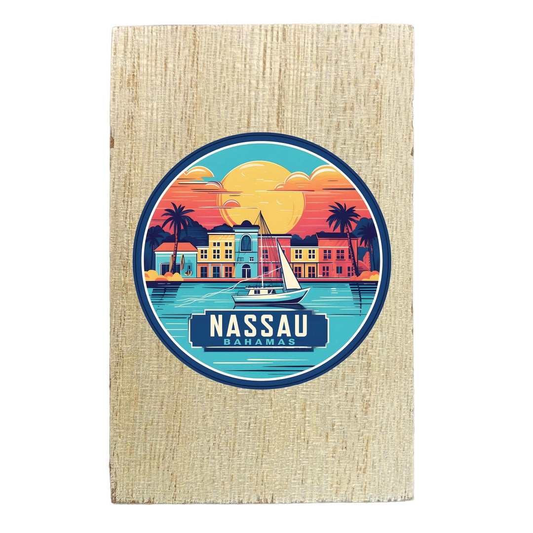 Nassau the Bahamas Design A Souvenir Wooden 2" x 3" Fridge Magnet Image 3