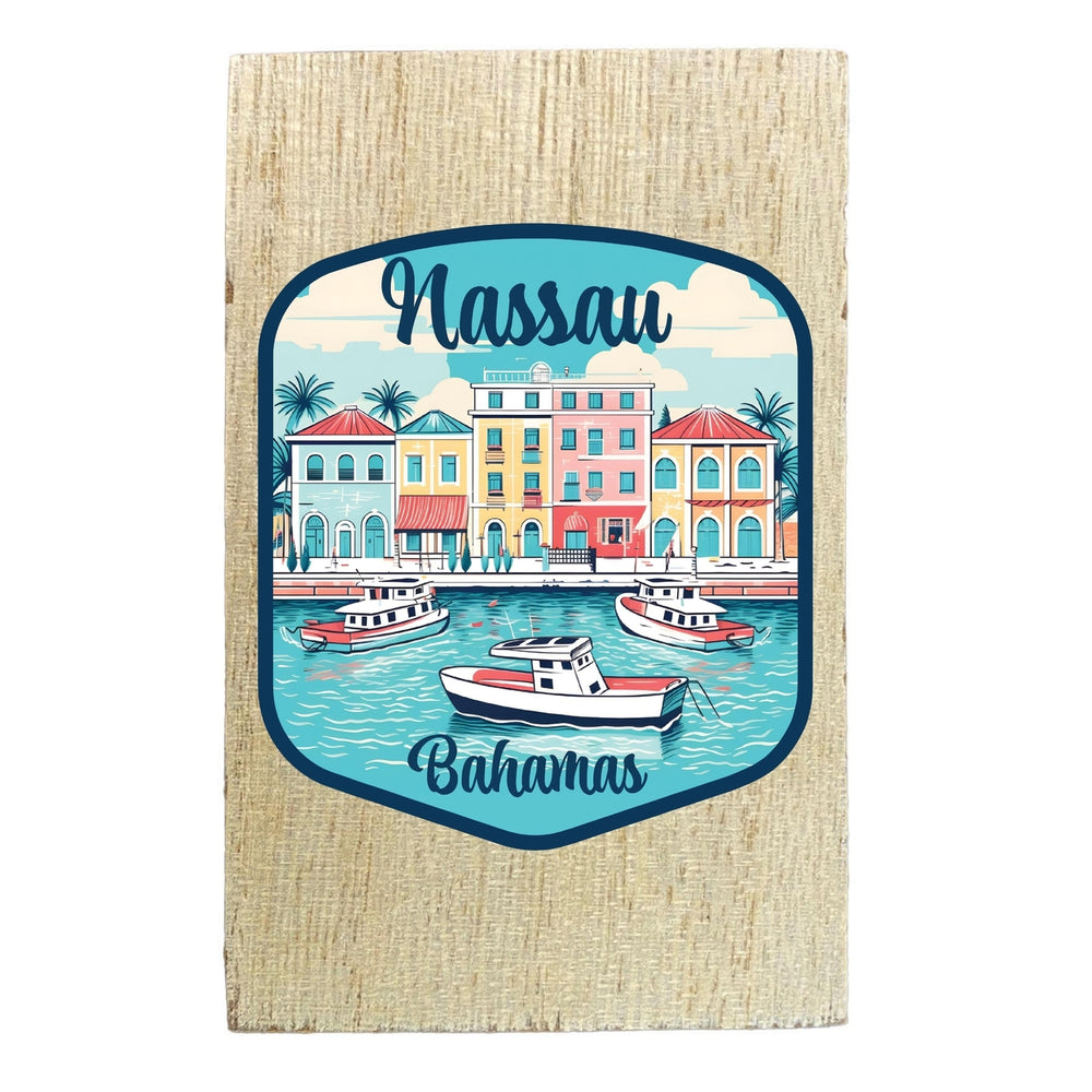 Nassau the Bahamas Design C Souvenir Wooden 2" x 3" Fridge Magnet Image 2