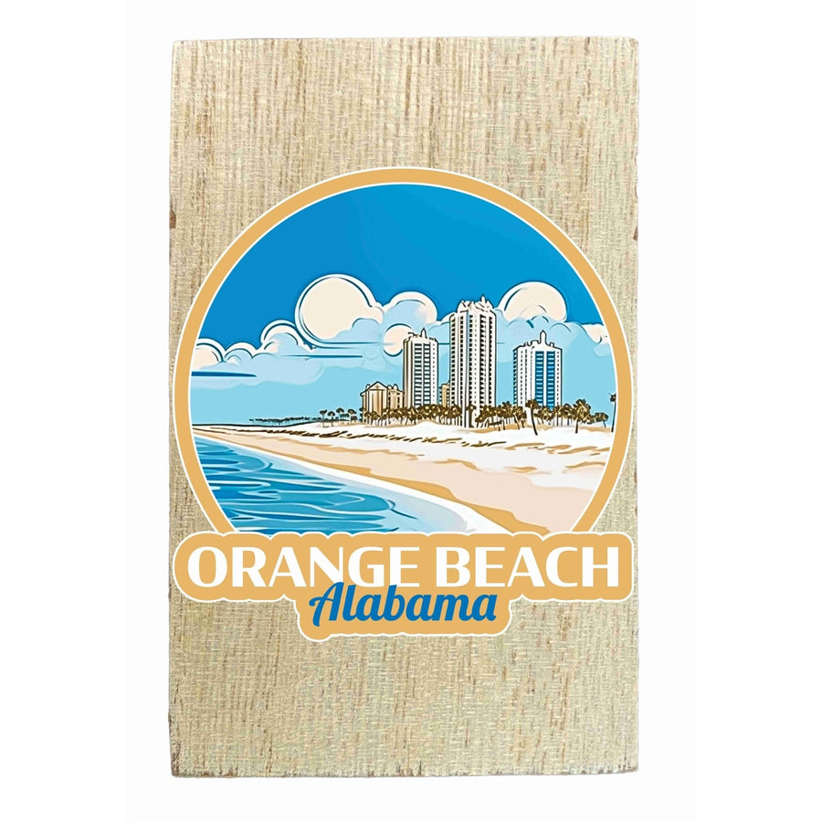 Orange Beach Alabama Design A Souvenir Wooden 2" x 3" Fridge Magnet Image 1