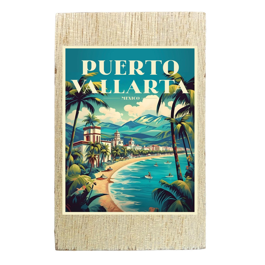 Puerto Vallarta Mexico Design C Souvenir Wooden 2" x 3" Fridge Magnet Image 1