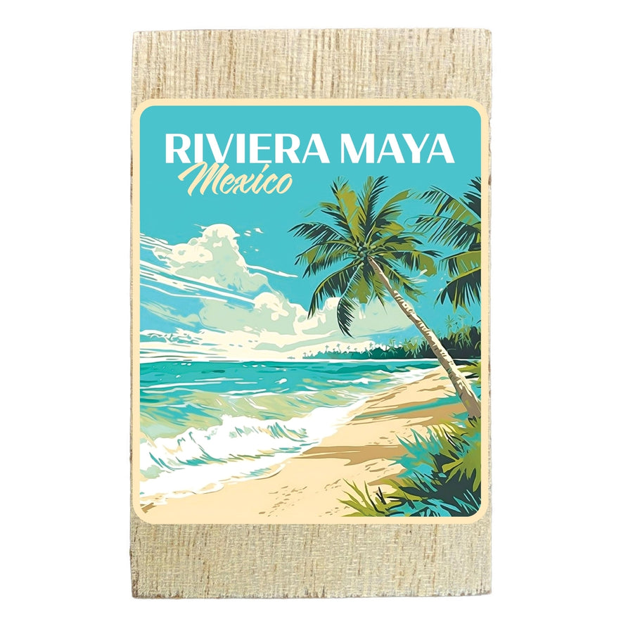 Riviera Maya Mexico Design C Souvenir Wooden 2" x 3" Fridge Magnet Image 1