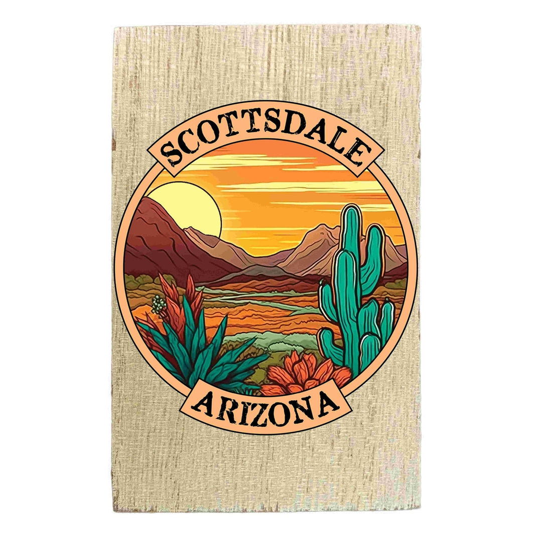 Scottsdale Arizona Design A Souvenir Wooden 2" x 3" Fridge Magnet Image 1