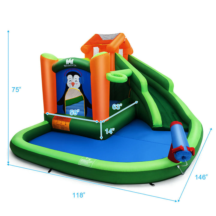 Inflatable Slide Bouncer and Water Park w/ Splash Pool Water Cannon 750W Blower Image 2