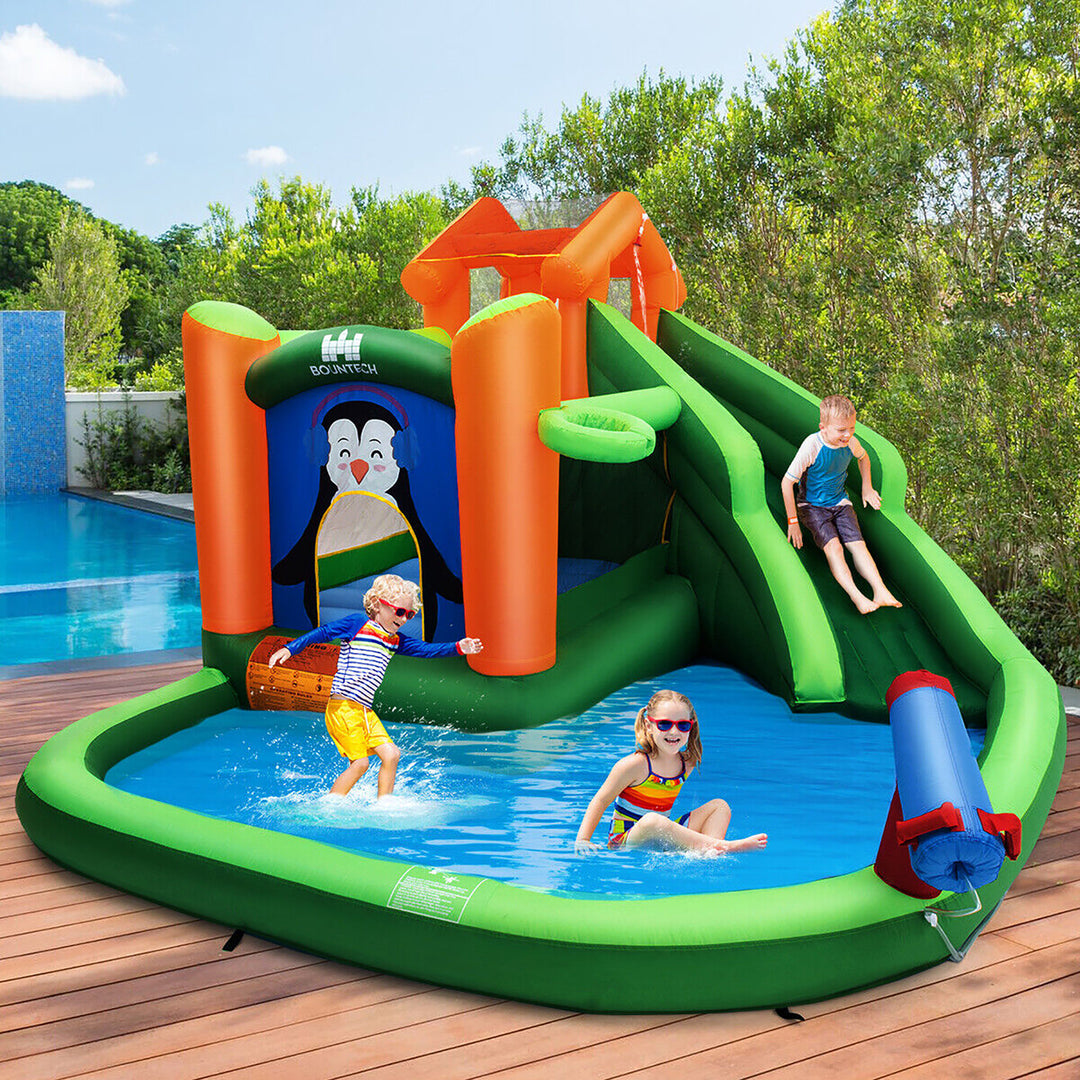 Inflatable Slide Bouncer and Water Park w/ Splash Pool Water Cannon 750W Blower Image 4