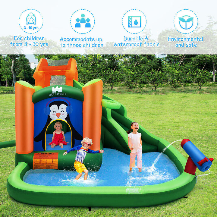 Inflatable Slide Bouncer and Water Park w/ Splash Pool Water Cannon 750W Blower Image 4