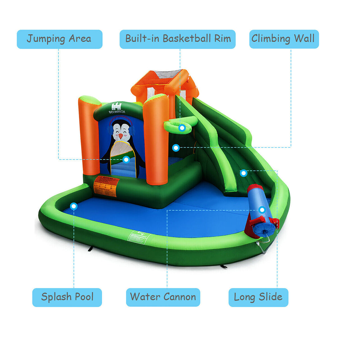 Inflatable Slide Bouncer and Water Park w/ Splash Pool Water Cannon 750W Blower Image 7