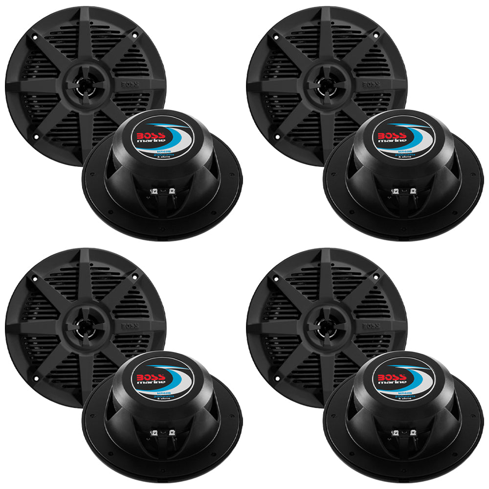 BOSS MR62B 6.5 Inch Marine Stereo Speakers Pack of 4 Waterproof Polypropylene Image 1