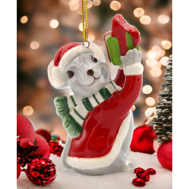 Ceramic Christmas Mouse Ornament 2 3/8"  or Her Image 1