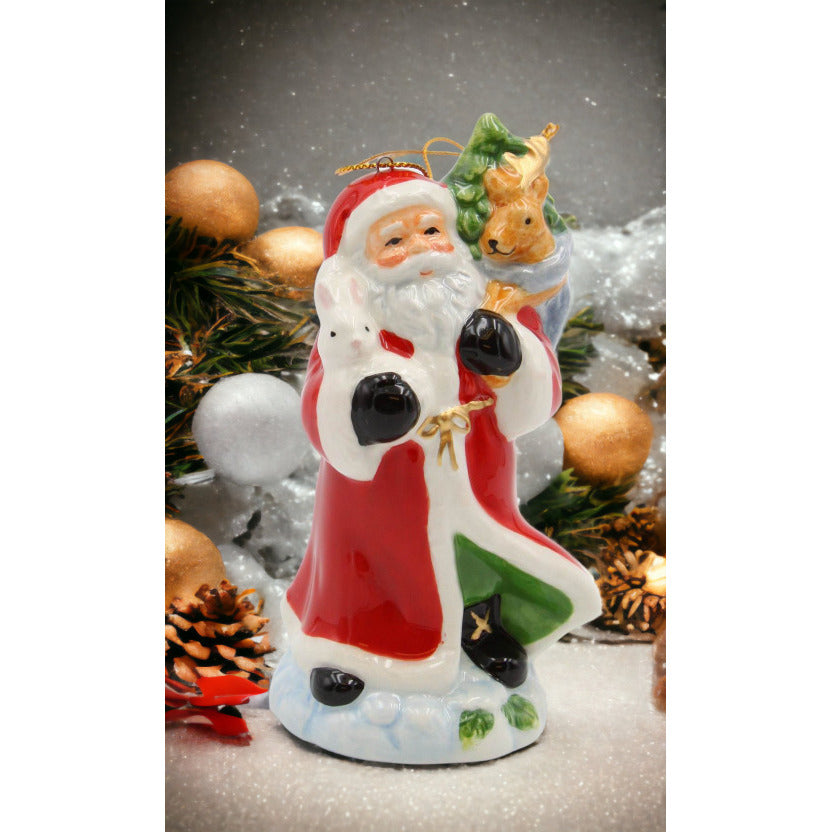 Ceramic Christmas Santa Ornament 4.375in Holiday Decor Mom Image 1