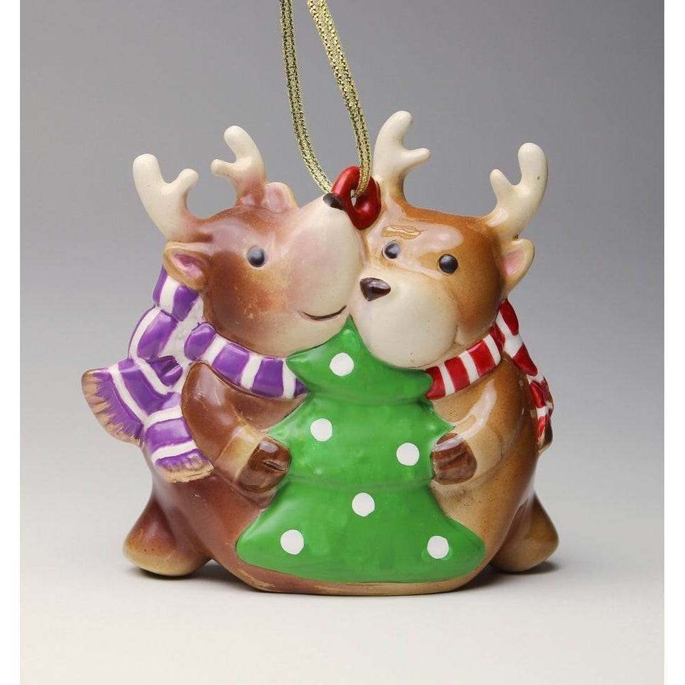 Ceramic Christmas Reindeer Ornament 4.25 x 1.75 Home Image 3