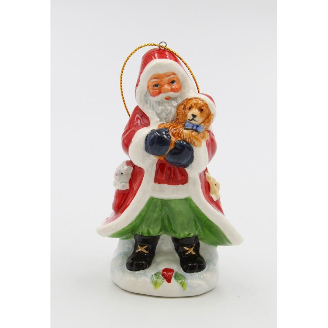 Ceramic Santa Dog Ornament 2 5/8in Gift for Dog Lovers and Moms Image 2