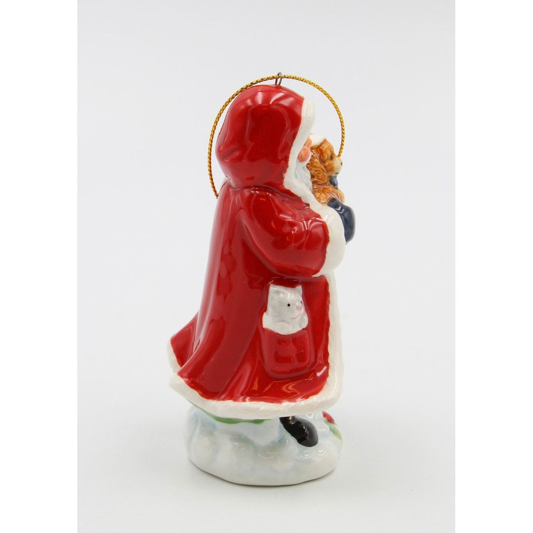 Ceramic Santa Dog Ornament 2 5/8in Gift for Dog Lovers and Moms Image 3