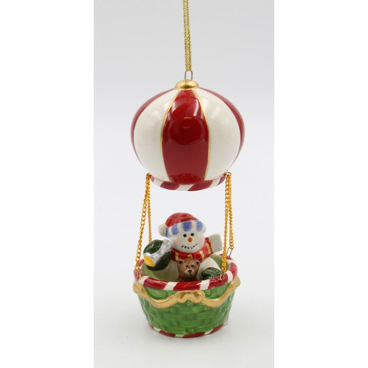 Ceramic Christmas Snowman Hot Air Balloon Ornament 2.75in Home Image 2