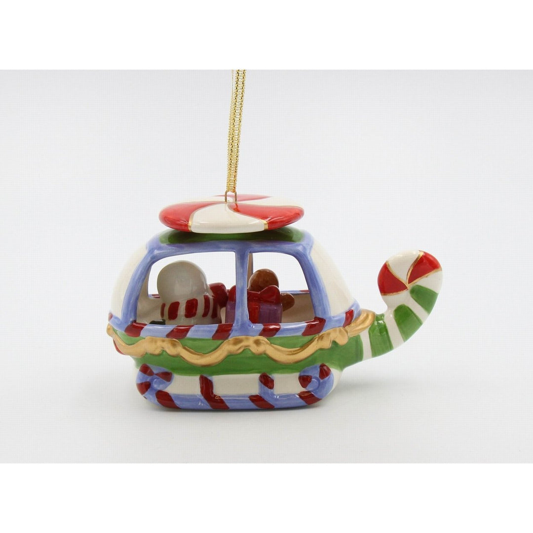 Ceramic Christmas Snowman Helicopter Ornament 5.5in Home Gift Image 3