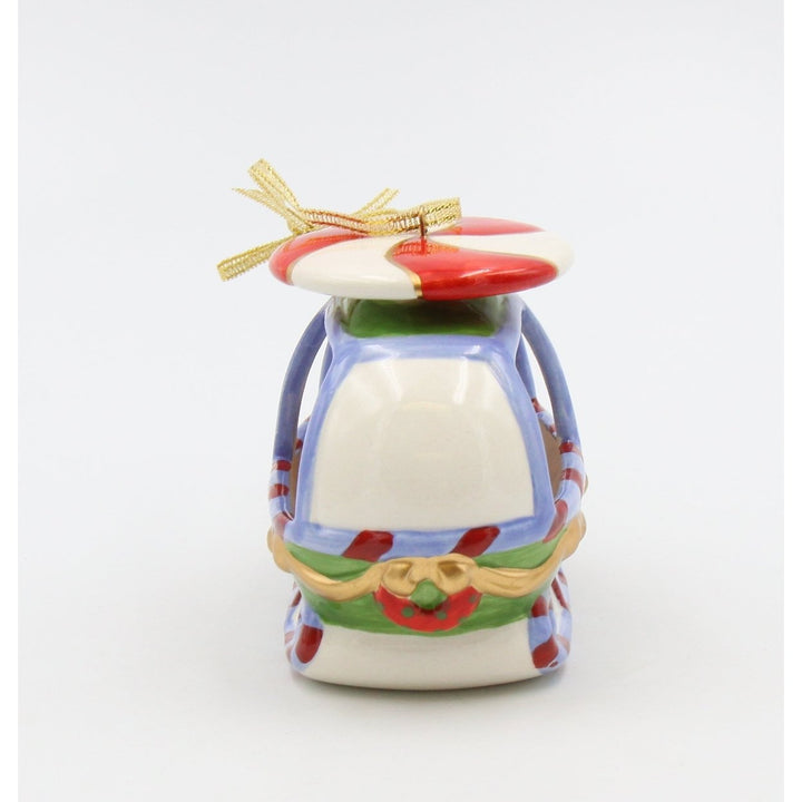 Ceramic Christmas Snowman Helicopter Ornament 5.5in Home Gift Image 4