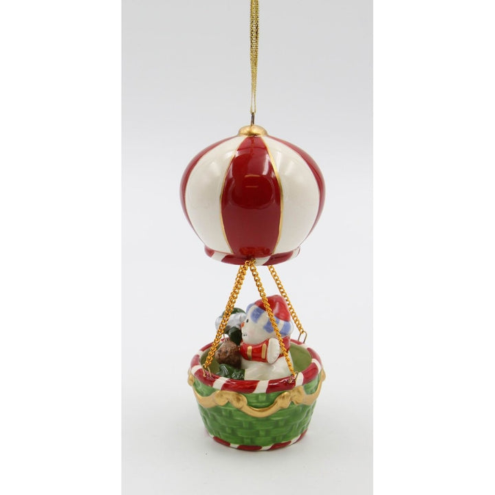 Ceramic Christmas Snowman Hot Air Balloon Ornament 2.75in Home Image 3