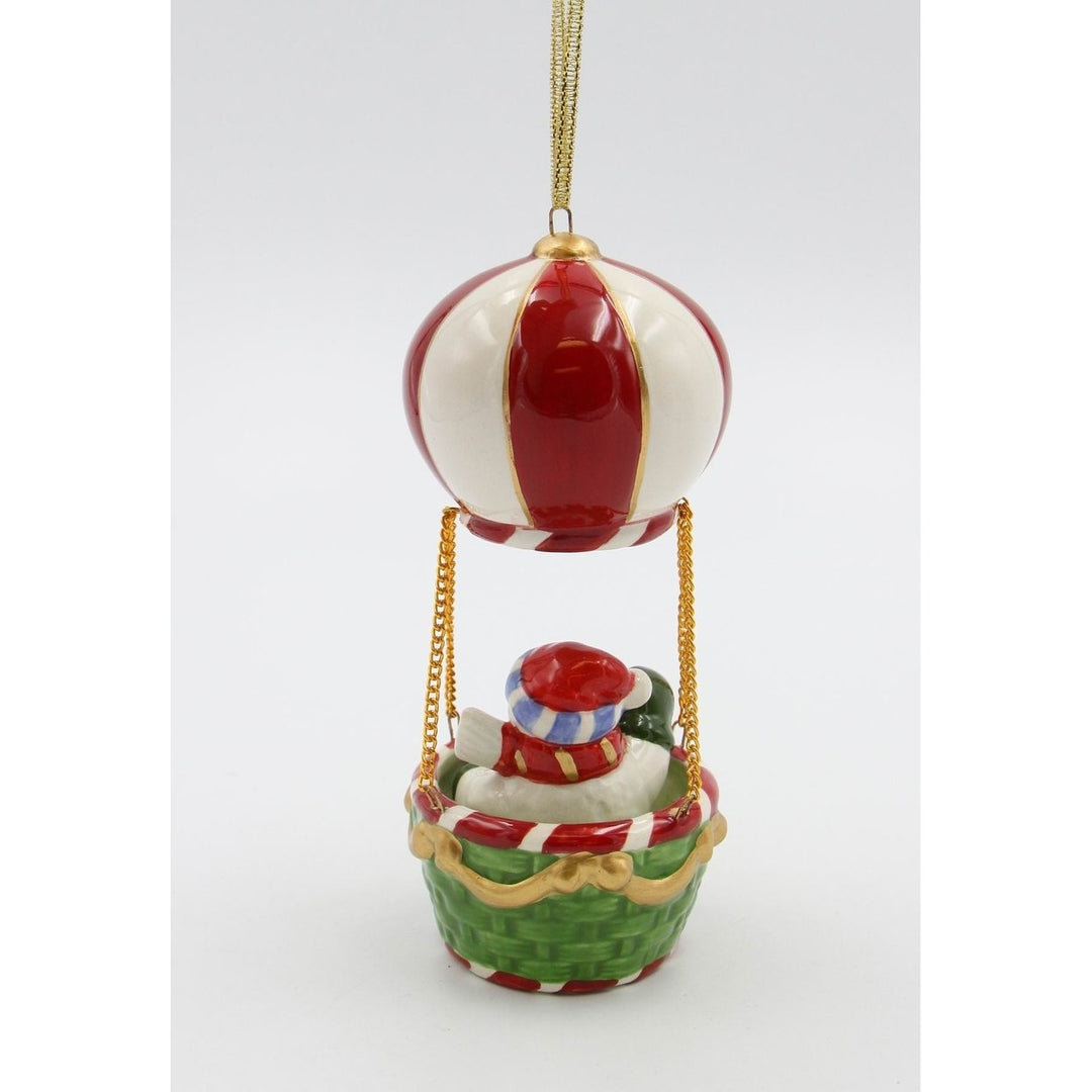 Ceramic Christmas Snowman Hot Air Balloon Ornament 2.75in Home Image 4