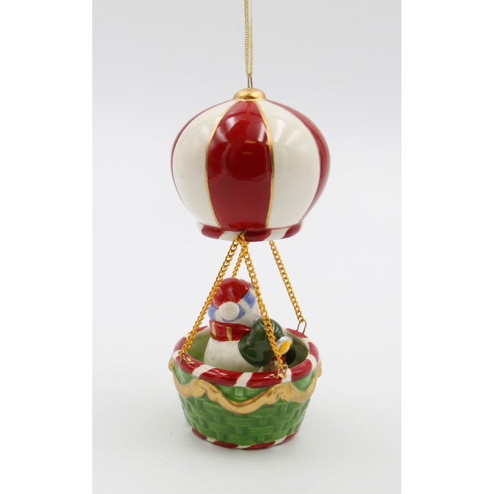 Ceramic Christmas Snowman Hot Air Balloon Ornament 2.75in Home Image 4