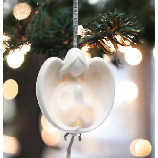 Ceramic Angel Praying Light Cover Ornament 1.75x3.125 White Gift Image 2