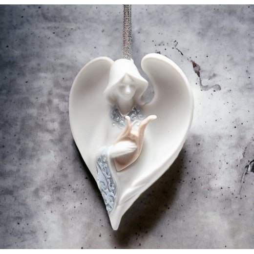 Ceramic Angel With Harp Ornament Religious 3x2.25x1 Inches Gift Image 2